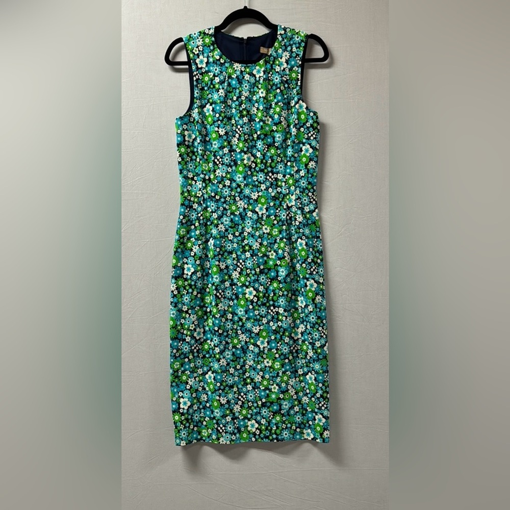 Michael Kors Collection Blue and Green Floral Midi Dress